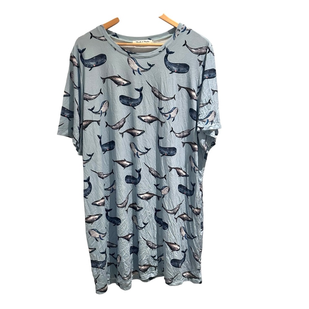 Bambi‎ & Birdie Bamboo Pajama Dress Size Large Sea Animals